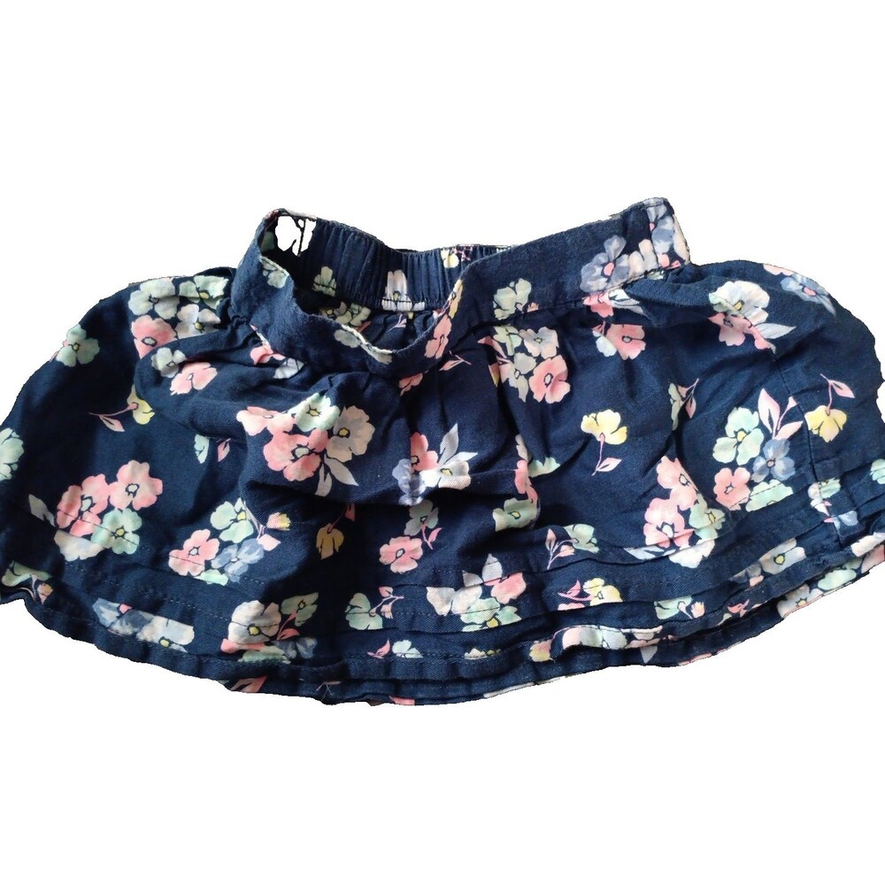 Carter's Girls 2T Ruffle Floral Hearts Cotton Skirt Skort Blue Carters